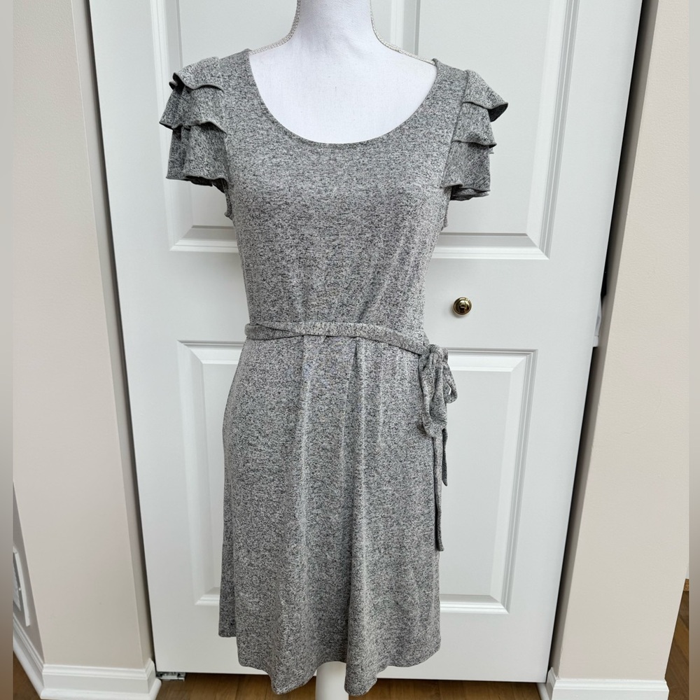 LOFT - Gray Ruffle Sleeve Dress (medium)